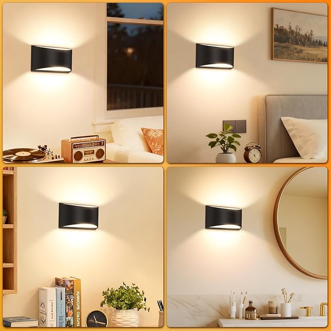 8 Pack Black Modern LED Wall Sconces, 3000K Warm White Hardwired Interior Wall Lights Up and Down Wall Mount Light for Bedroom,Living Room,Hallway(with G9 Bulbs)