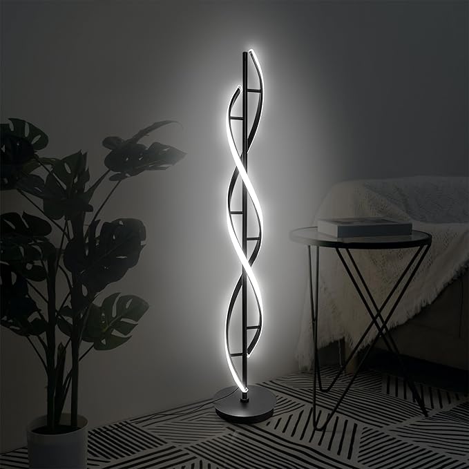 53" Spiral Floor Lamps for Living Room,36W Modern LED Floor Lamp with Remote Control, Dimmable Color Temperature and Brightness,Bright Standing Lamp for Living Rooms