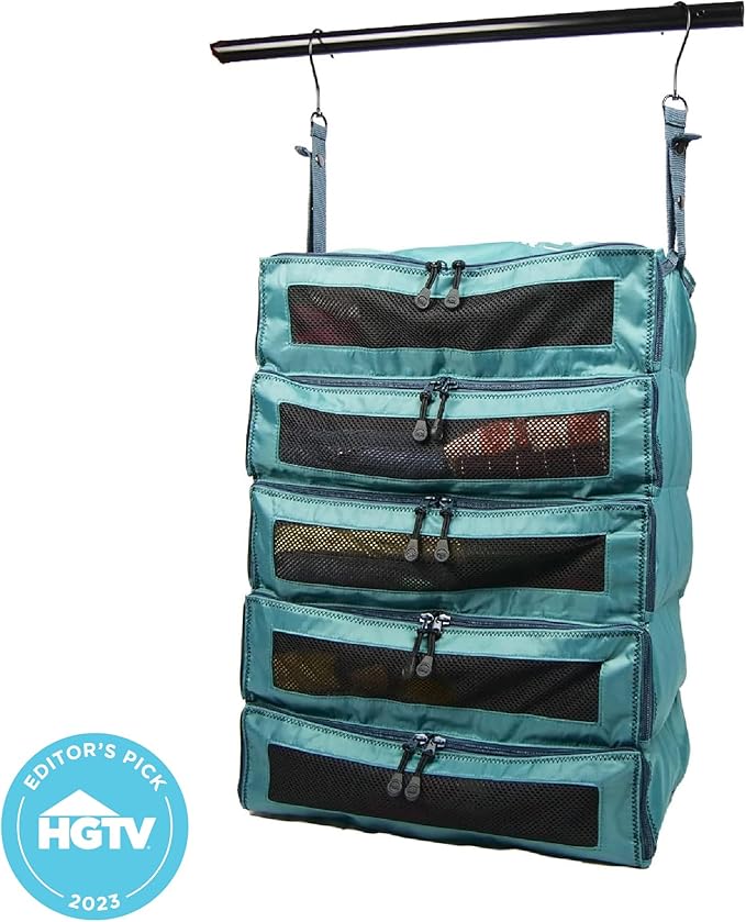 Pack Gear Hanging Suitcase Organizer - Our XL Hanging Luggage Organizer Perfectly Fits Any Suitcase - Our Packing Cubes for Travel Use Mesh Windows to Make Finding Any Outfit Easy (Green, XL)