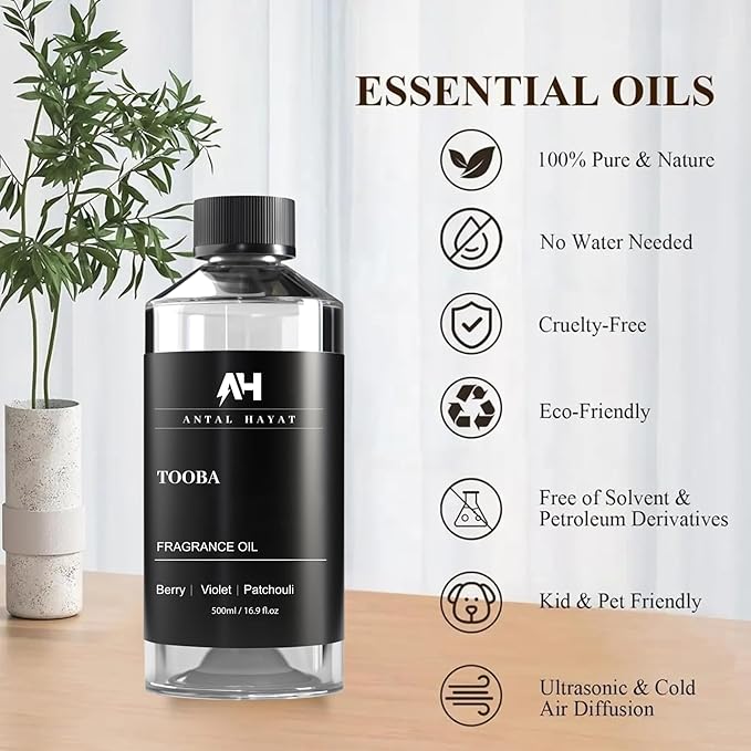 Hotel Scents Tooba Diffuser Oil 500ml - Inspired by La Vie Est Belle Perfume - Hotel Scent for Home - Berry, Patchouli & Violet - Luxury Aromatherapy Oil for Ultrasonic & Waterless Diffusers