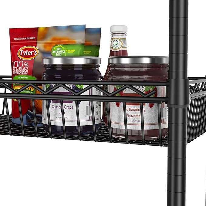 SINGAYE Shelf 6 Tier Wire Shelving Unit Adjustable Storage Shelves Big Basket Rack for Garage Kitchen Office Pantry Laundry Room Organizers13.5 D x 30" W x 65" H Black
