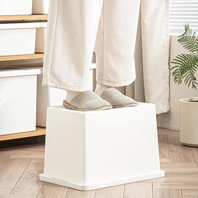 27 Quart White Storage Bins with lids,Stackable Plastic Boxes Set of 4,Storage Box with handle for Organizing Snacks, Crafts,Crafts, Tools,books(white, 4XL)