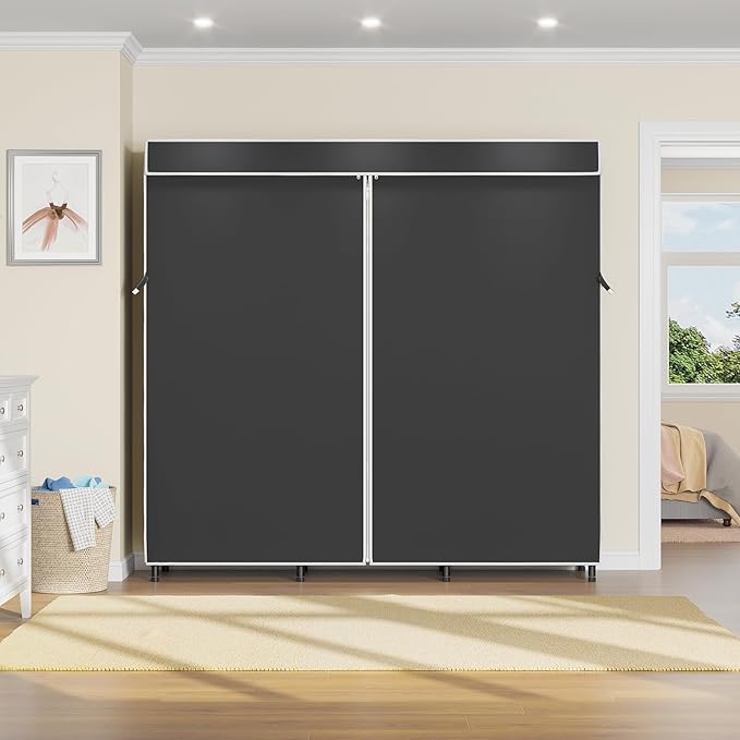 VIPEK V30C Coverd Clothes Rack, Heavy Duty Clothing Rack with Oxford Fabric Cover, Portable Closet with Adjustable Shelves & Hang Rods, Freestanding Wardrobe Metal Closet Rack for Hanging Clothes