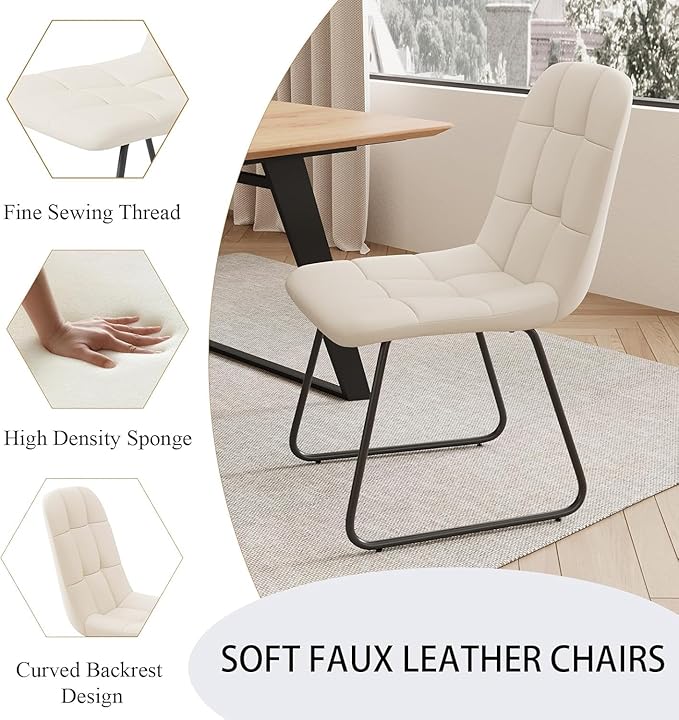 ZckyCine 51"-67" Extendable Dining Table Set for 4-6, Oak Finish Kitchen Table with 6 PU Leather Chairs, Scratch-Resistant MDF Board & Sturdy Metal Legs, Modern Dining Room Furniture