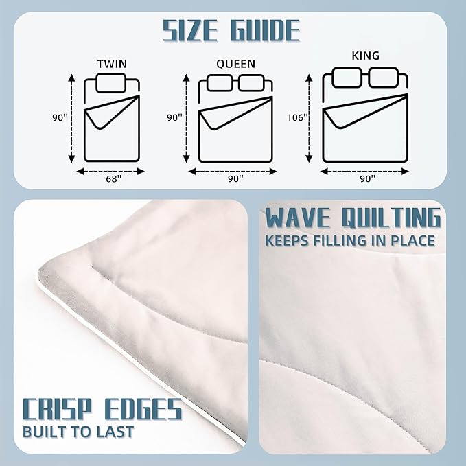 DOWNCOOL Cooling Comforter, Cream White Cooling Blanket Queen Size, Cooling Duvet for Hot Sleeper, Breathable Summer Quilt, Lightweight Soft Q-Max>0.4 Arc-Chill Cool Comforter,90"X90"
