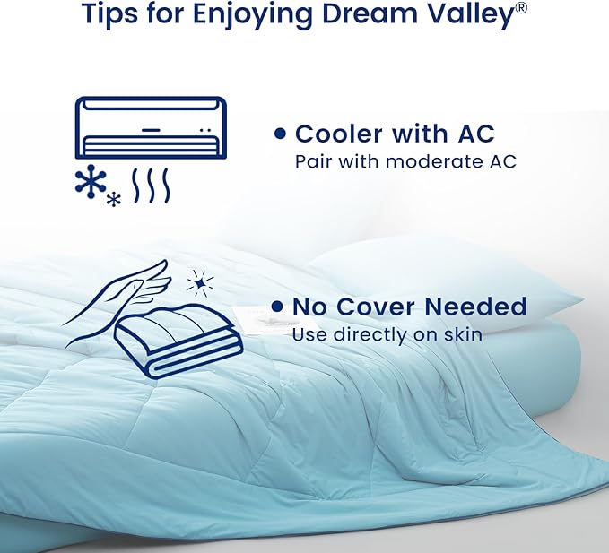 Dream Valley Outlast® Twin XL Cooling Comforter, NASA-Grade Instant Cooling Blanket for Hot Sleepers, Luxurious Comforter for All Season, Dream Blue, 68"x90"