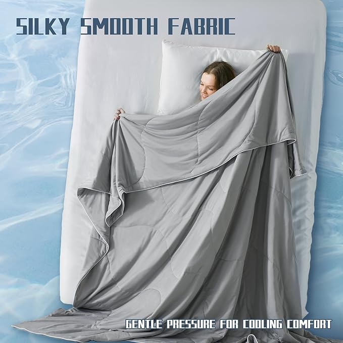 DOWNCOOL Cooling Comforter, Grey Cooling Blanket King Size, Cooling Duvet for Hot Sleeper, Breathable Summer Quilt, Lightweight Soft Q-Max>0.4 Arc-Chill Cool Comforter,106"X90"