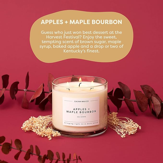 Calyan Wax Co. Fall Scented Candle Set, Fall Bundle of 4 Scented Candles, Bulk 3 Wick Candles, Non Toxic & Vegan Soy Wax, Candle Gift Set, 43 Hour Burn Time, 14.9oz Each