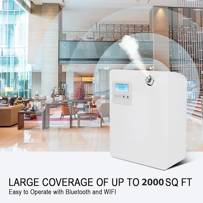 Smart Scent Air Machine for Home, Bluetooth & WiFi Hotel Scent Diffuser with Cold Air Tech, 300ML Waterless Essential Oil HVAC Scent Diffuser for Large Room, Office(White)
