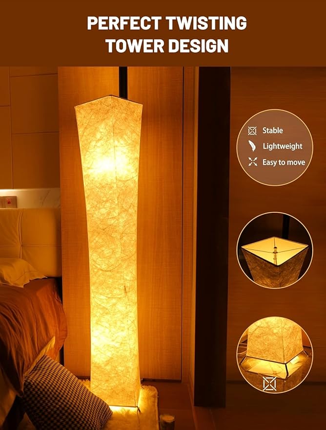 LEONC RGB Floor Lamp with Remote, 1800lm LED Tuya Smart 9W×2 Bulbs, 65" Smart Modern Floor Lamp with Alexa, Music Sync and 16 Million DIY Colors, Color Changing Standing Lamp for Bedroom Living Room