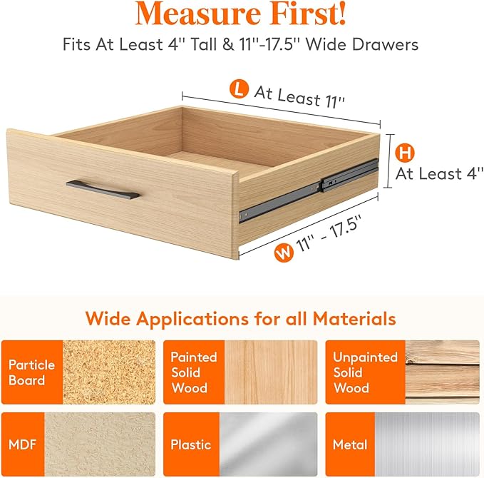 Lifewit 16 Pack Drawer Dividers 4" High, 11-17" Adjustable Drawer Organizers for Clothes, Expandable Dresser Separators in Bedroom/Bathroom/Kitchen/Fridge/Office Organization and Storage,White