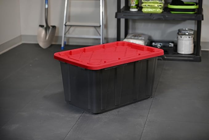 CX BLACK & YELLOW, XTRA TALL 27-Gallon Heavy Duty Tough Storage Container & Snap-Tight Lid, (28.5"L x 19.4"W x 15.2"H), Weather-Resistant Design and Stackable Organization Tote [4 Pack]