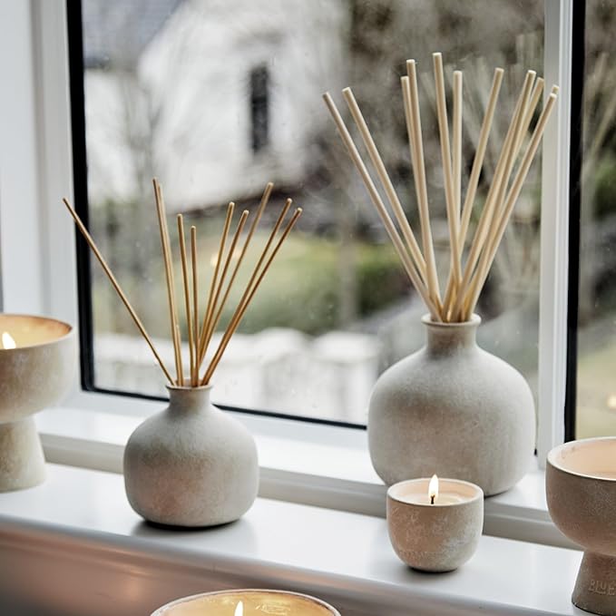 BLUEME Renew-Ivy & Rose, 5.92 Fl Oz Wellness Diffuser, Contains Essential Oil, Sustainable, Hand Finished, Premium, Luxury Ceramic, Natural Rattan Reeds