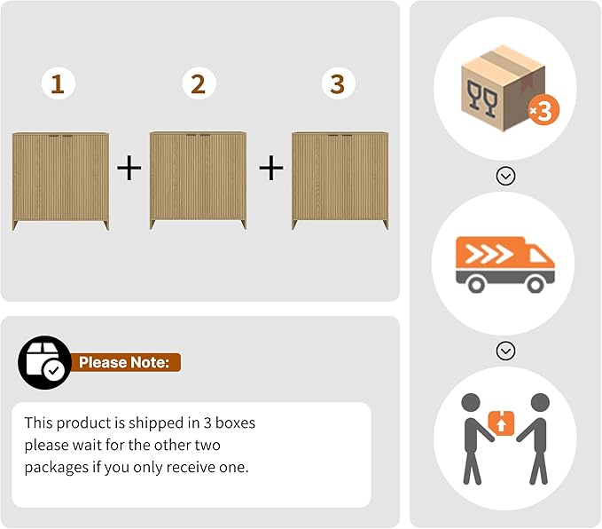 95" TV Stand for TVs up to 100",Modern Fluted TV Console with Storage Cabinet,Entertainment Center with 6 Doors & Adjustable Shelves for Living Room, Oak