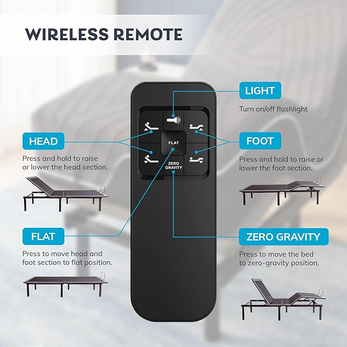 Twin XL Adjustable Bed Base Frame with 14 Inch Cooling Copper Memory Foam Mattress, Wireless Remote & Head and Foot Incline, Zero Gravity, CertiPUR-US Certified & Fiberglass Free, 80" × 38"