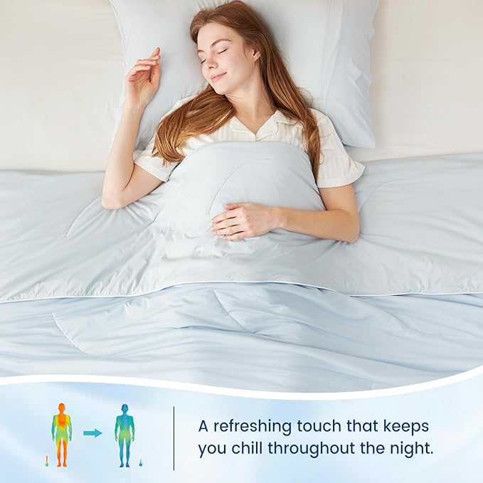 Cozy Bliss Cooling Comforter King Size Dual-Sided, Ultra-Soft Cooling Blankets for Hot Sleepers and Night Sweats, Breathable Lightweight Silky Smooth, Cool Blue