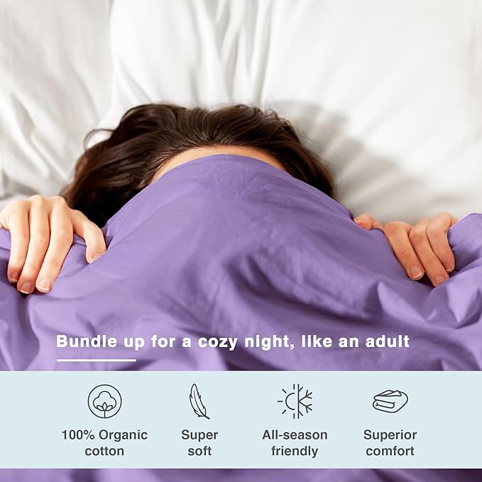 Fabdreams GOTS Certified 100% Organic Cotton Duvet Cover King Size - 400 TC Sateen - Soft - Silky - Zipper Closure - Edge Ties - 1 Duvet Cover (106"x92") + 2 Pillow Shams (20"x36") - Lilac, 3 Piece