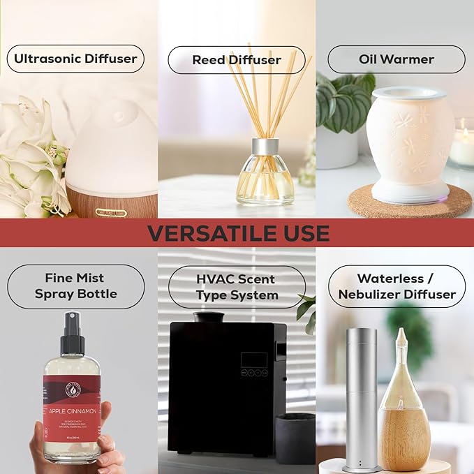 Aroma Country Apple Cinnamon Diffuser Oil - Luxury Essential Oils for Diffuser Refill & Air Freshener Room Spray - Long-Lasting & Natural Home Fragrance, Apple Cinnamon Scented Oil (8.5 Fl. oz)