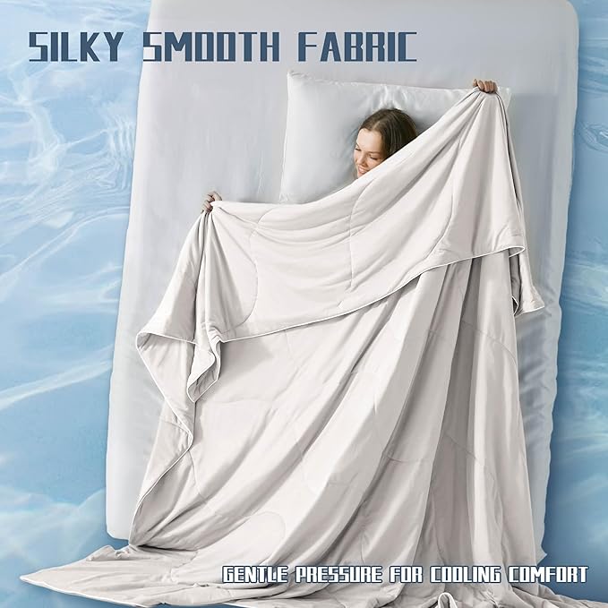 DOWNCOOL Cooling Comforter, Cream White Cooling Blanket King Size, Cooling Duvet for Hot Sleeper, Breathable Summer Quilt, Lightweight Soft Q-Max>0.4 Arc-Chill Cool Comforter,106"X90"