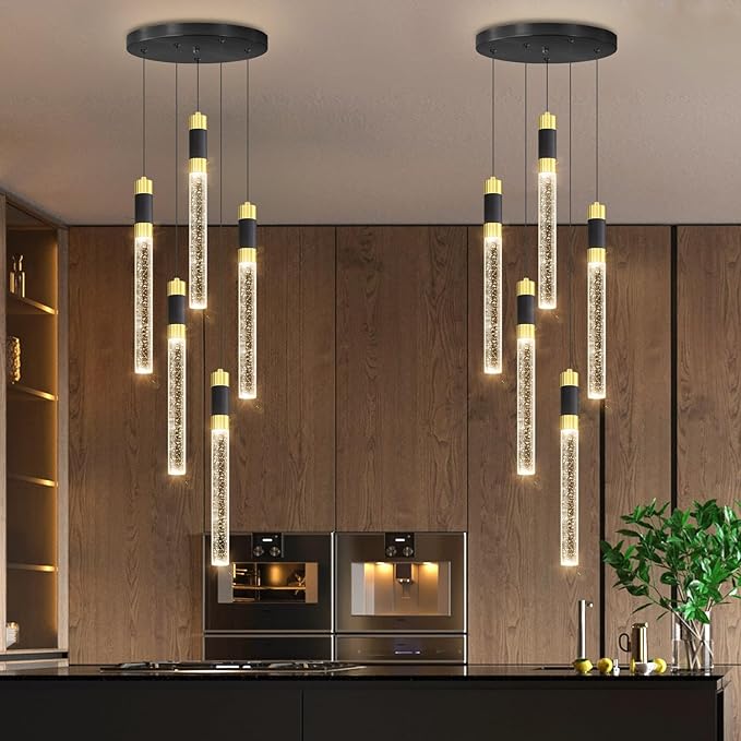 5-Lights Chandelier Kitchen Island LED Pendant Lights Dimming Lighting Modern Crystal Adjustable Hanging Light