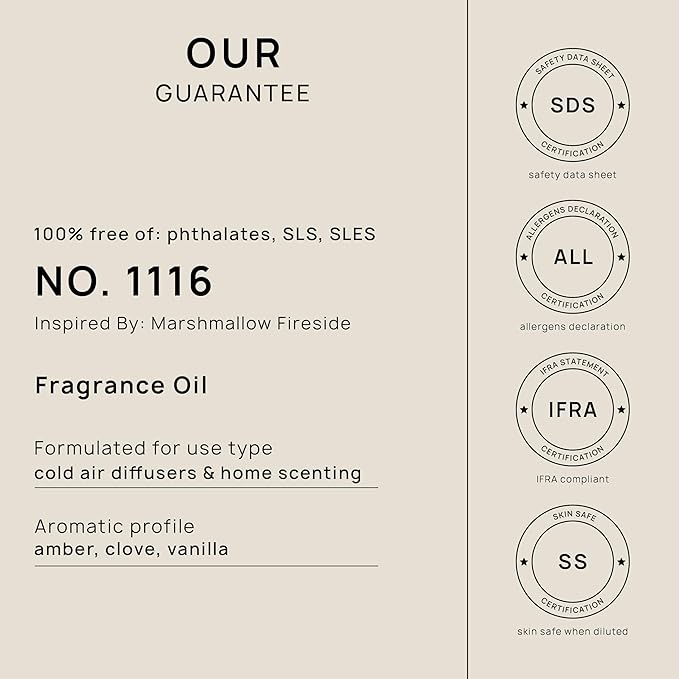 VINEVIDA [32 Fl Oz] Scent NO. 1116 Fragrance Oil for Cold Air Diffusers, Aromatic Notes of Amber Clove Vanilla, Essential Oils for Diffuser Oil Refill & Air Freshener Room Spray