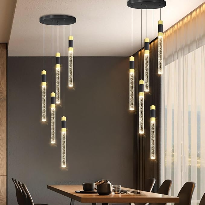 5-Lights Chandelier Kitchen Island LED Pendant Lights Dimming Lighting Modern Crystal Adjustable Hanging Light