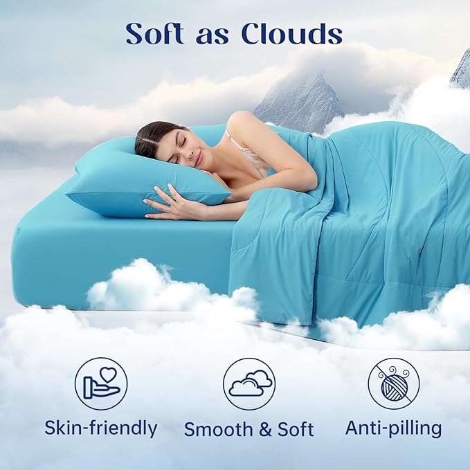 Dream Valley Outlast® Twin XL Cooling Comforter, NASA-Grade Instant Cooling Blanket for Hot Sleepers, Luxurious Comforter for All Season, Dream Blue, 68"x90"