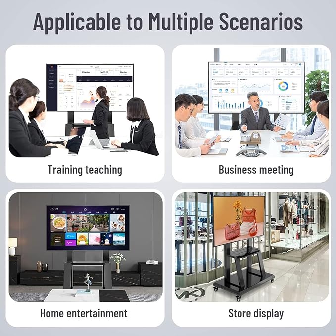 Mobile TV Cart,JYXOIHUB, Rooling TV Stand with Wheels for 60 to 100 Inch LCD LED OLED Plasma Flat Panel Screens up to 330lbs AVA1500-60-1P (Black)