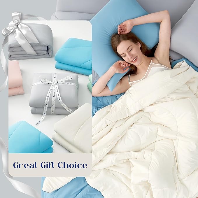 Dream Valley Outlast® Twin XL Cooling Comforter, NASA-Grade Instant Cooling Blanket for Hot Sleepers, Luxurious Comforter for All Season, Ivory, 68"x90"