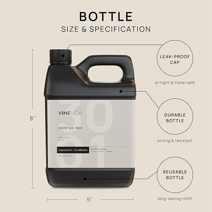 VINEVIDA [32 Fl Oz] Scent NO. 3001 Fragrance Oil for Cold Air Diffusers, Aromatic Notes of Citrus Floral Spices, Essential Oils for Diffuser Oil Refill & Air Freshener Room Spray