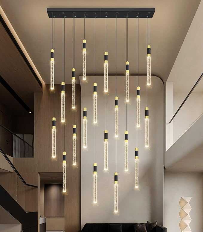 20 Lights Modern Chandeliers for Dining Room LED Dimmbale Light Fixture for High Ceiling Pendants Lighting for Living Room