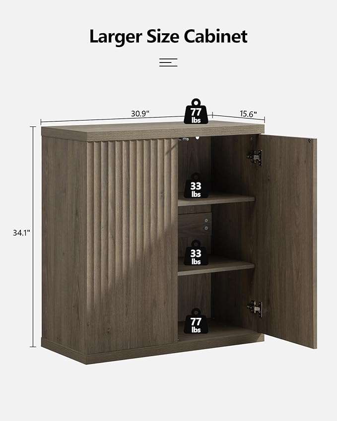 SICOTAS Buffet Cabinet with Storage Accent Sideboard Modern Credenza with Doors & Shelves Fluted Media Console Mid Century Coffee Bar Table for Living Room Kitchen Dining Room Hallway (4PCS)