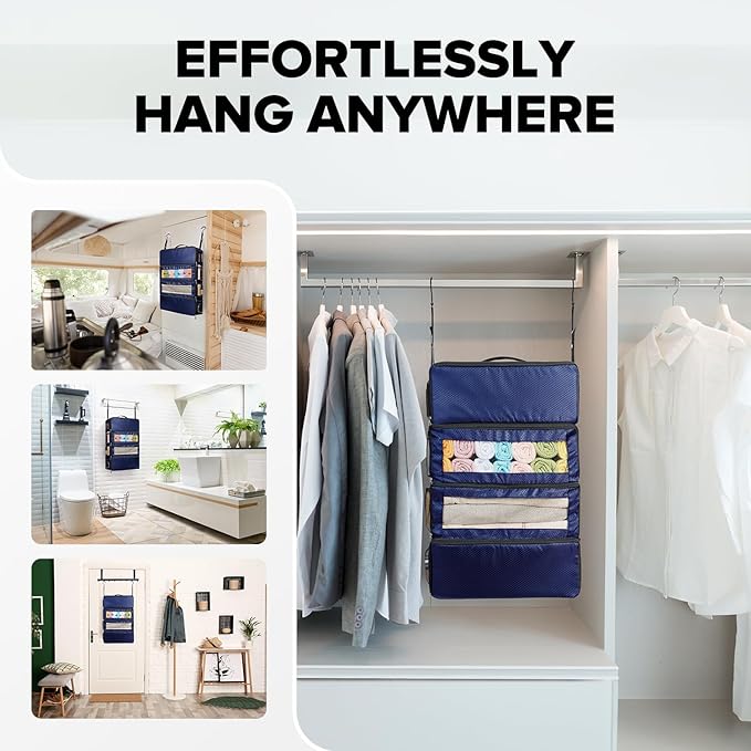 Suitcase Organizer, Travel Luggage Organizer Hanging Shelves Packing Cube Closet/Collapsible Portable Travel Organizer for Carry-on