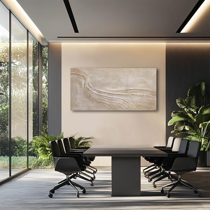 NBAODAN Gold and Pink Wall Paintings Line Art Pictures Large Abstract Canvas Wall Art 24"x48" Textured Artwork for Bedroom Entryway Office Wall Decor