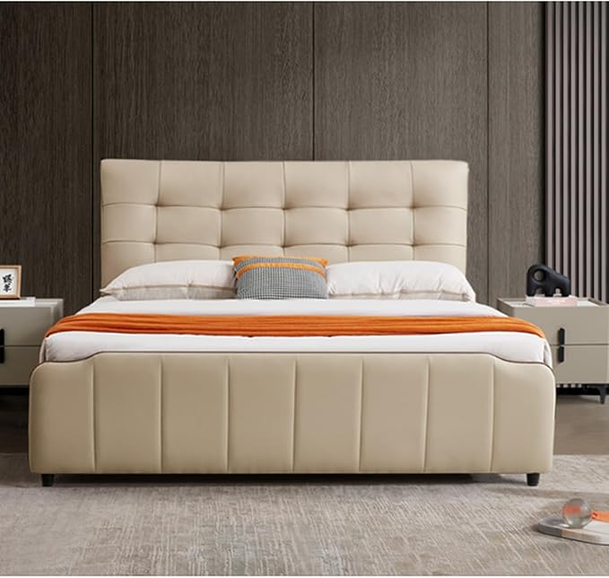 Contemporary Upholstered Bed Frame Stylish Tufted Headboard Sturdy Frame Perfect for Bedroom Modern Comfort Focused Design (Queen)