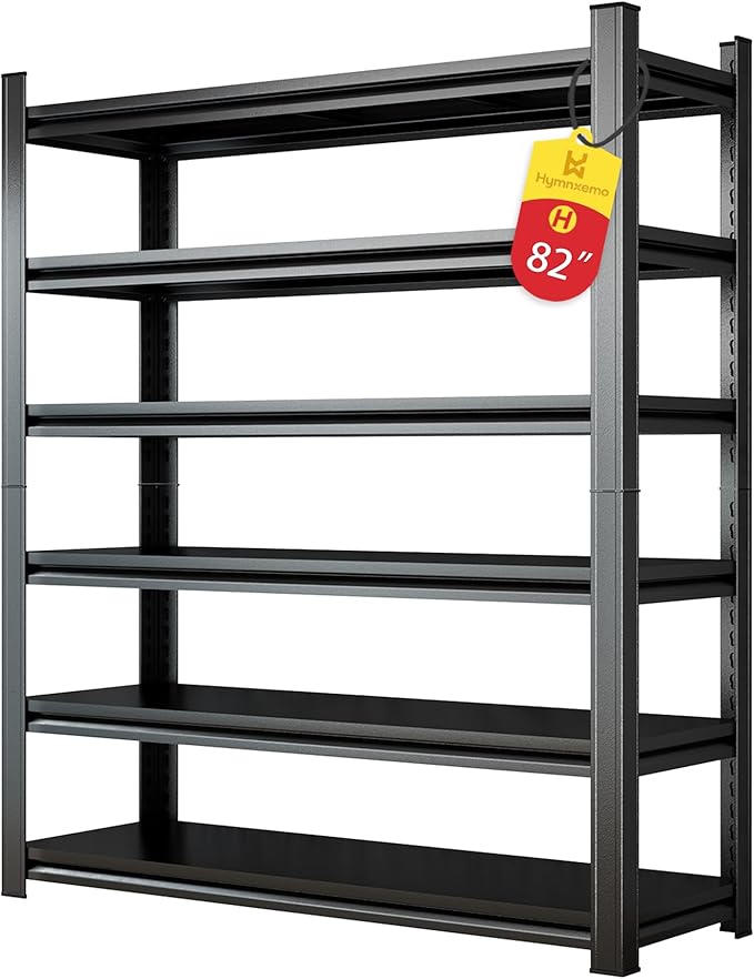 6-Tier Heavy Duty Shelves 3000lb Capacity, Adjustable Metal Garage Storage Rack for Basement Warehouse, Easy Assembly, Size 45.3''W×17.7''D×82''H