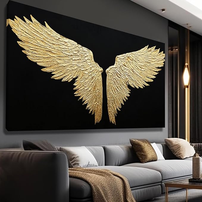 NBAODAN Large Canvas Art Black Abstract Wall Decor Gold Bird Painting Modern Wall Art for Office Minimalist Home Decor Artwork for Living Room 29x58 Inch