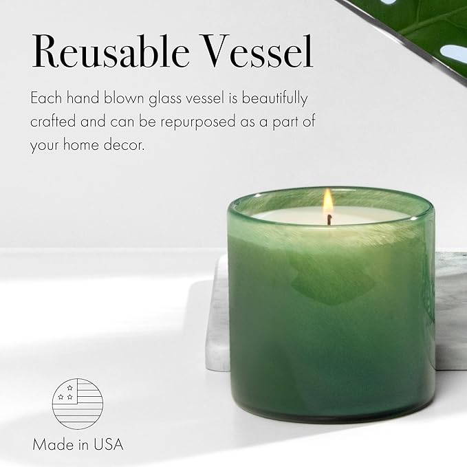 LAFCO New York Classic Candle, Jungle Bloom - 6.5 oz - 50-Hour Burn Time - Reusable, Hand Blown Glass Vessel - Made in The USA