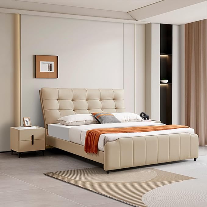 Contemporary Upholstered Bed Frame Stylish Tufted Headboard Sturdy Frame Perfect for Bedroom Modern Comfort Focused Design (Twin)