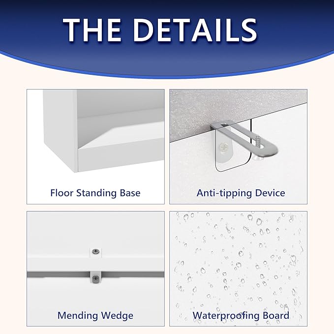 9-Cube Wooden Bookshelf with Base,3-Tier Freestanding Open Storage Organizer,Multi-Functional Bookcase for Living Room,Bedroom,Study and Office (White, 9-Cube)