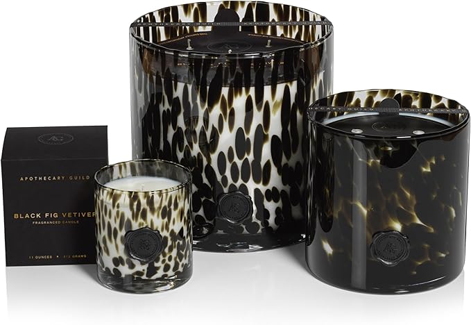 Apothecary Guild Scented Opal Glass Jar Candle- Black Fig Vetiver - 50 oz/3-Wick
