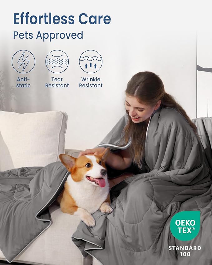 Cooling Comforter King Size, Breathable Blanket for Hot Sleepers & Night Sweats, Q-Max>0.46 Tech, Summer Lightweight & Skin-Friendly Bedding,106"x97", Grey