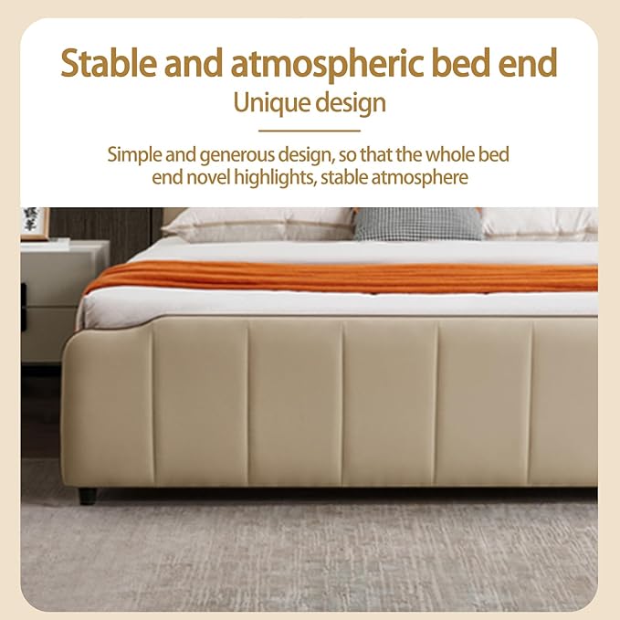 Contemporary Upholstered Bed Frame Stylish Tufted Headboard Sturdy Frame Perfect for Bedroom Modern Comfort Focused Design (Queen)