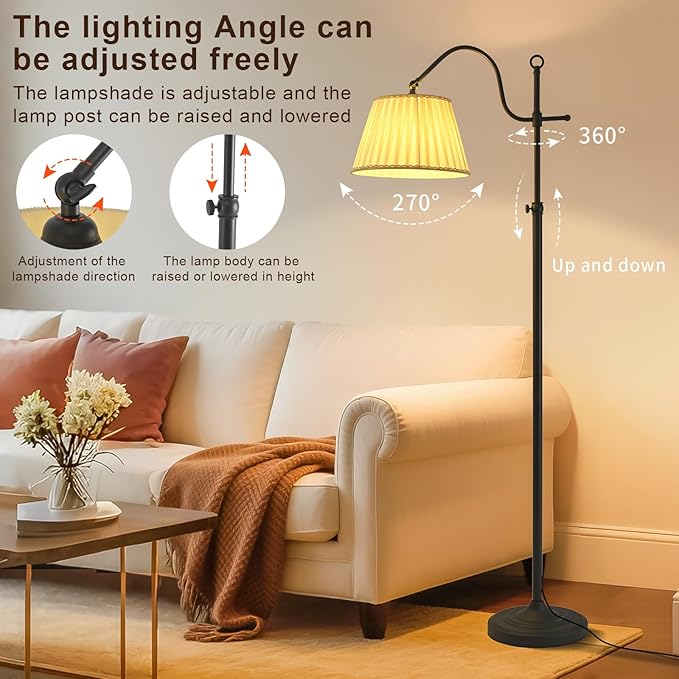 Smart 12W LED Floor Lamps Adjustable Brightness and Color, Black Retro Modern Boho Home Decor, Living Room Sofa Corner Bedroom Bedside Office Reading Standing Tall Lights
