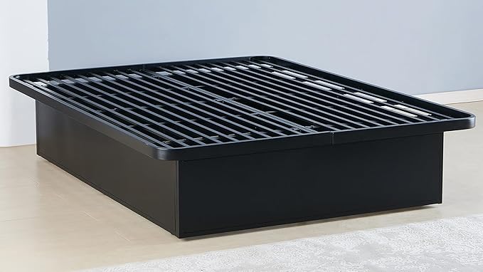 Modern Style Heavy Duty Full Size Platform Bed Frame Made with Metal and 16 Inch Height in Black