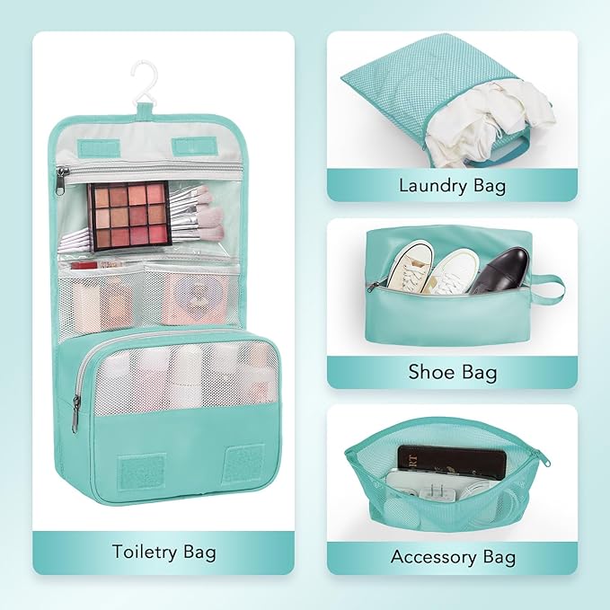 8 Set Compression Packing Cubes for Travel Essentials,Compressible Expandable Packing Cubes for Suitcase,OlarHike Luggage Organizer Bags for Travel,Handy Helper for Organizing Clothes(New Blue Green)