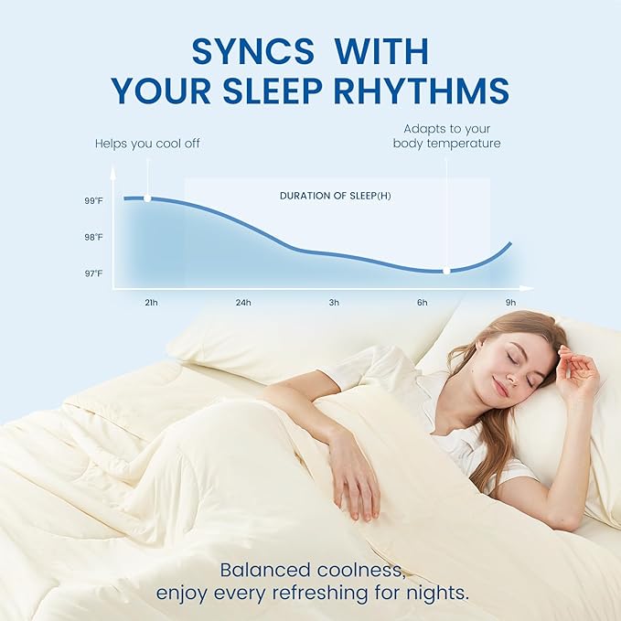 Cozy Bliss Cooling Comforter King Size Dual-Sided, Ultra-Soft Cooling Blankets for Hot Sleepers and Night Sweats, Breathable Lightweight Silky Smooth, Snow Ivory