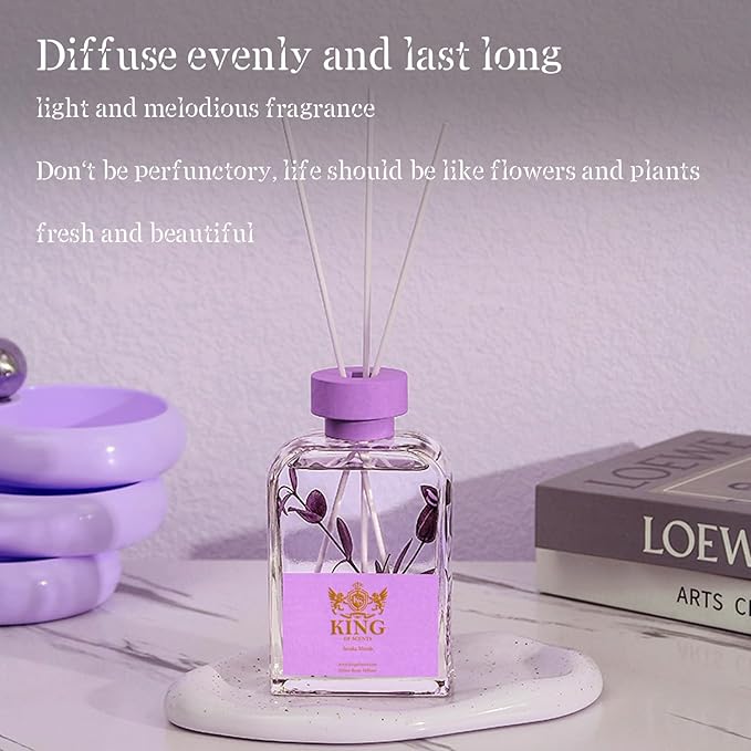 Reed Diffuser (200ml) Reed Diffuser Set,Reed Diffuser & Oil Diffuser Sticks with Flower, Aromatherapy, Home & Kitchen Décor,Fragrance and Gifts (Lavender and Camphor Wood) - Pack of 3