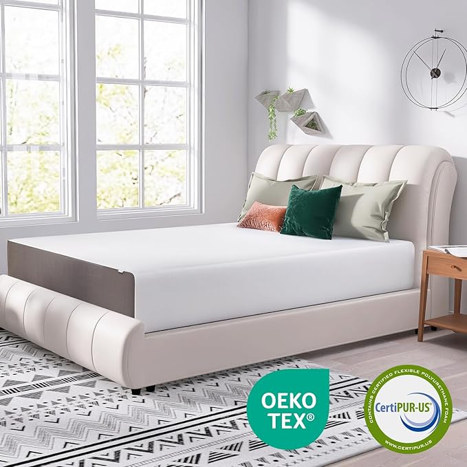 Amazon Basics Memory Foam Mattress, Medium Firm, 12 Inch, California King, White/Grey