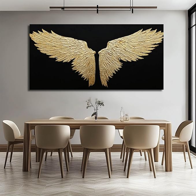 NBAODAN Large Canvas Art Black Abstract Wall Decor Gold Bird Painting Modern Wall Art for Office Minimalist Home Decor Artwork for Living Room 29x58 Inch